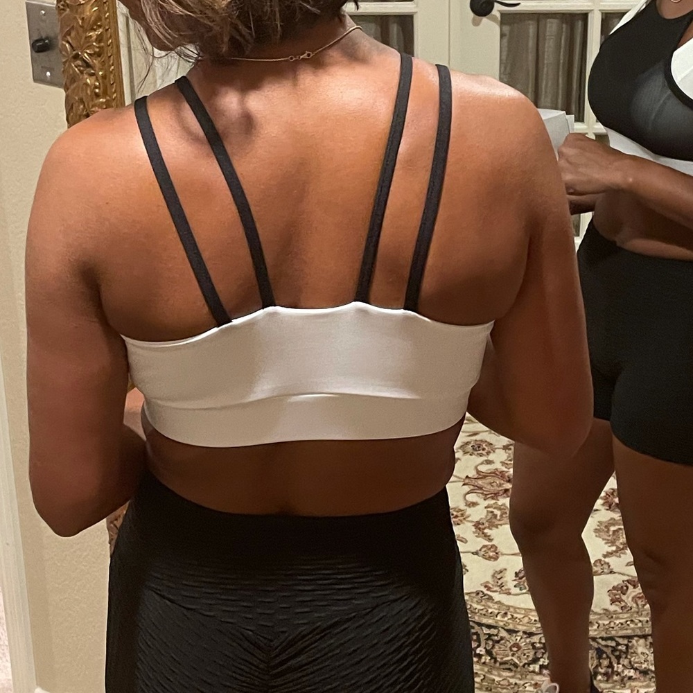 Black and white sports bra